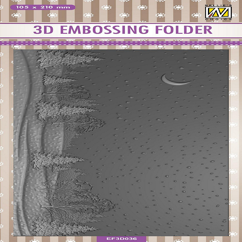 Nellie's Choice 3D Embossing Folder Slimline Size  Snowy Landscape Image