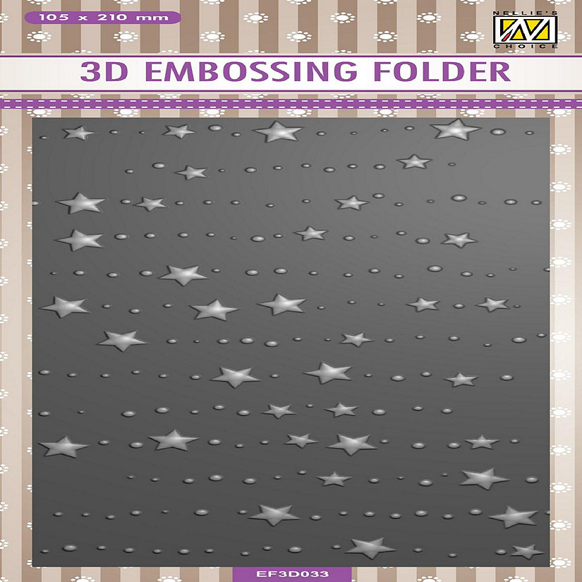 Nellie's Choice 3D Embossing Folder Slimline Size  Stars  Dots Image