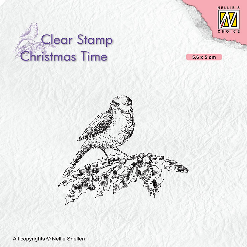 Nellie's Choice Christmas Time Clear Stamp Bird on Branch Image