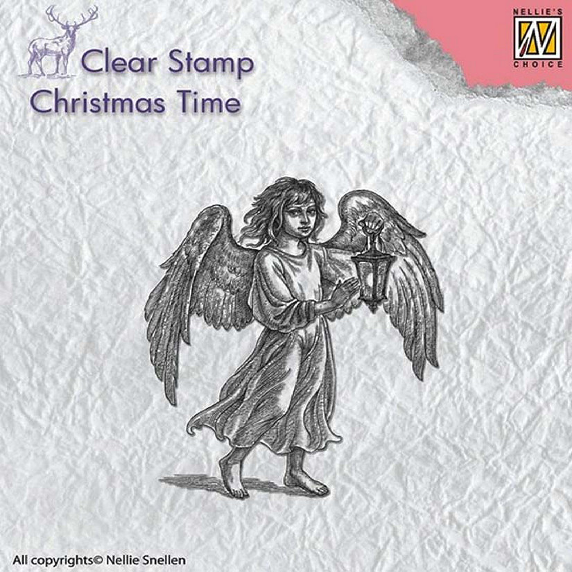 Nellie's Choice Clear Stamp Christmas Time  Angel with Lantern Image