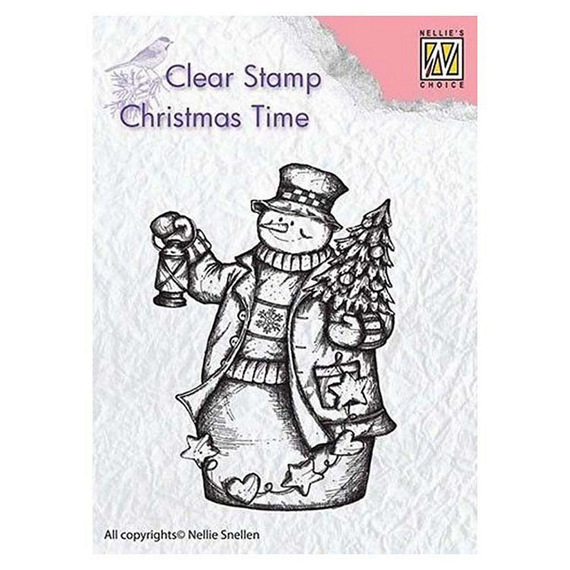 Nellie's Choice Clear Stamp Snowman with Lantern Image