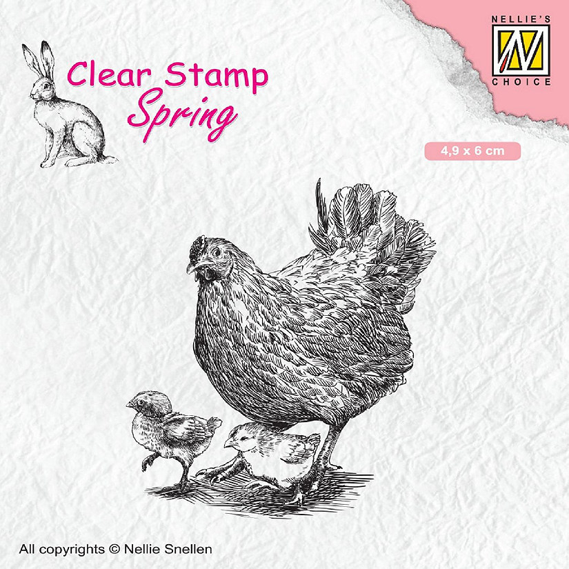 Nellie's Choice Clear Stamp Spring Mother Hen With Chicks Image