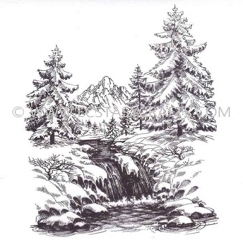 Nellie's Choice Clear Stamp  Winter Time  Winter Waterfall Image