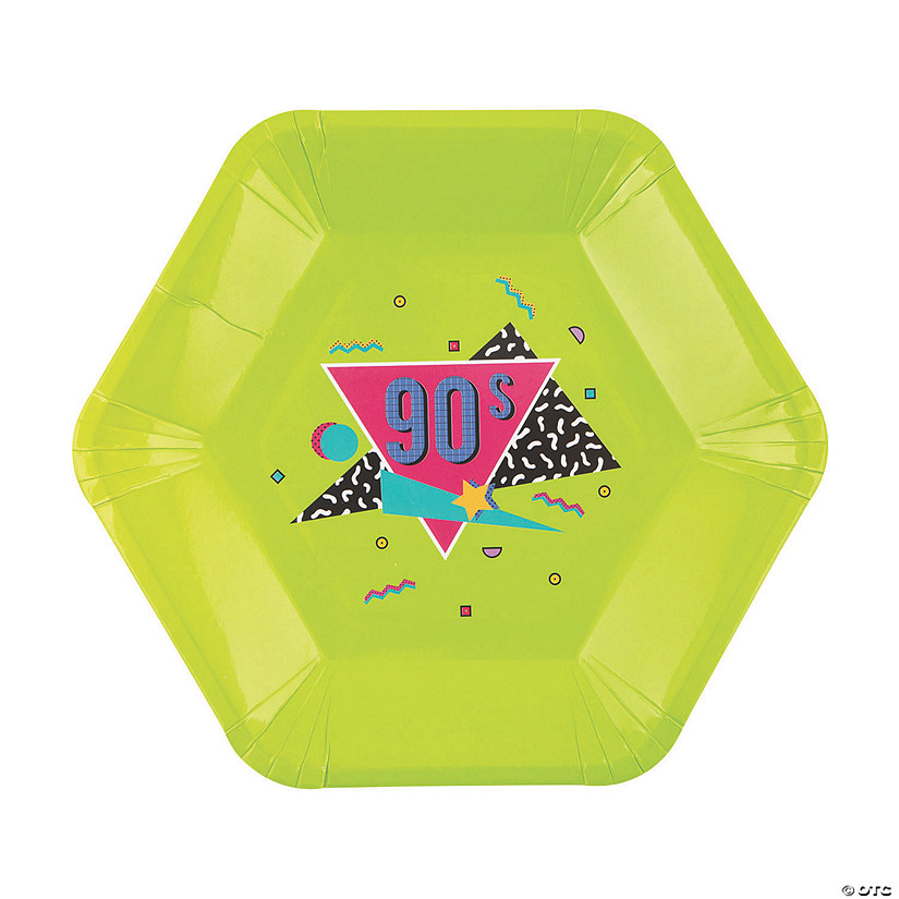 Neon 90s Party Paper Dinner Plates - 8 Ct. Image