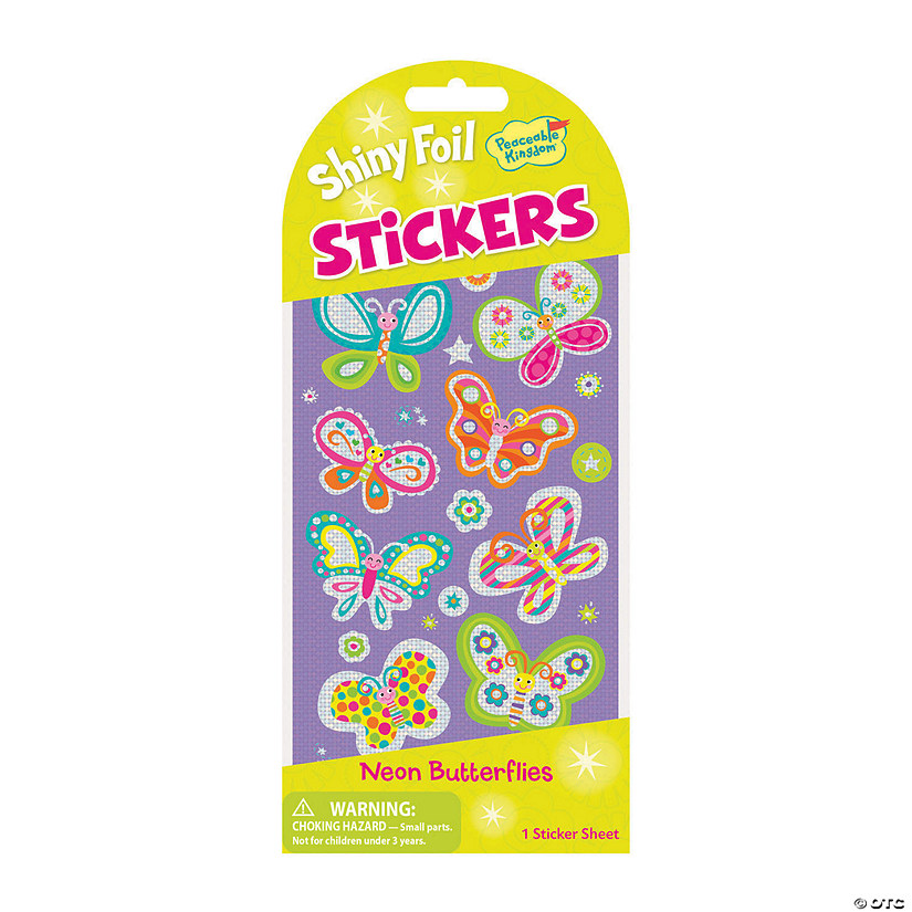 Neon Butterfly Shiny Foil Stickers: Pack of 12 Image