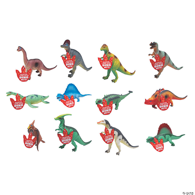 Neon Dinosaur Valentine Exchanges with Card for 24 Image