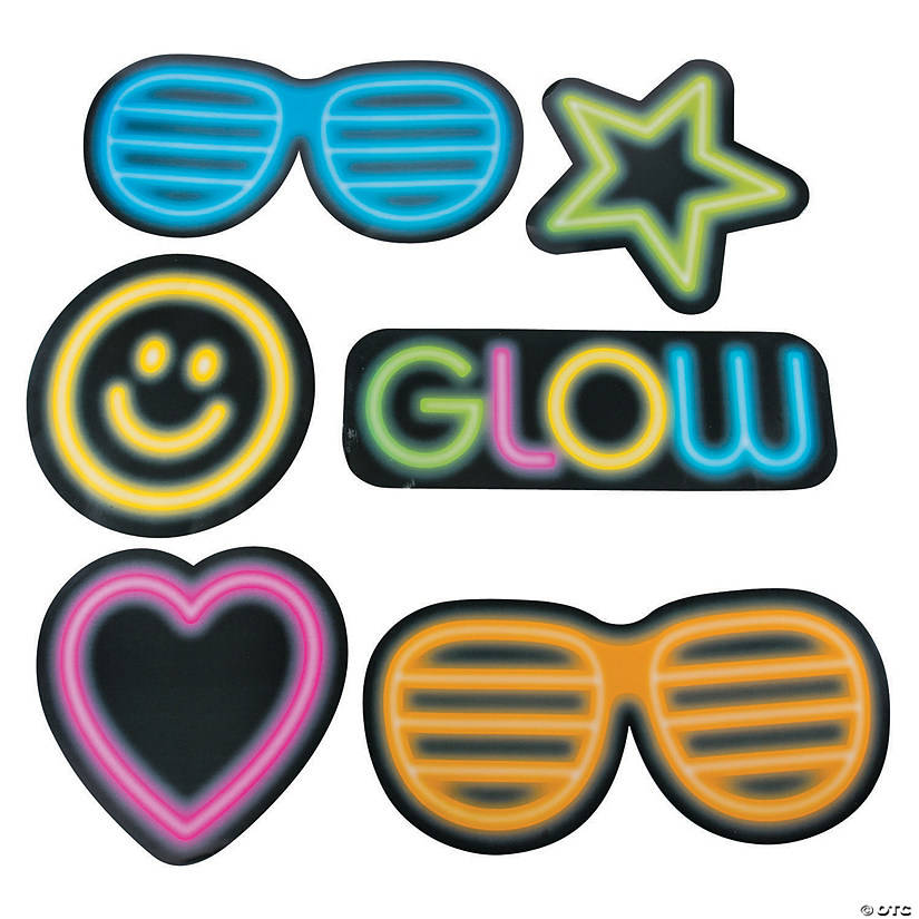 Neon Glow Party Cutouts - 6 Pc. Image