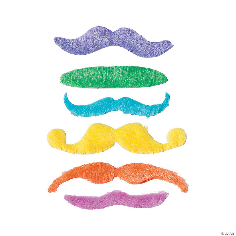 Neon Mustaches- 12 Pc. Image
