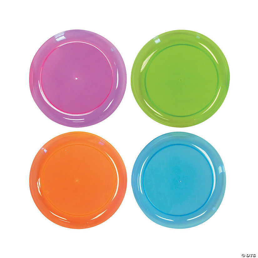 Neon Plastic Dessert Plates - 40 Ct. Image
