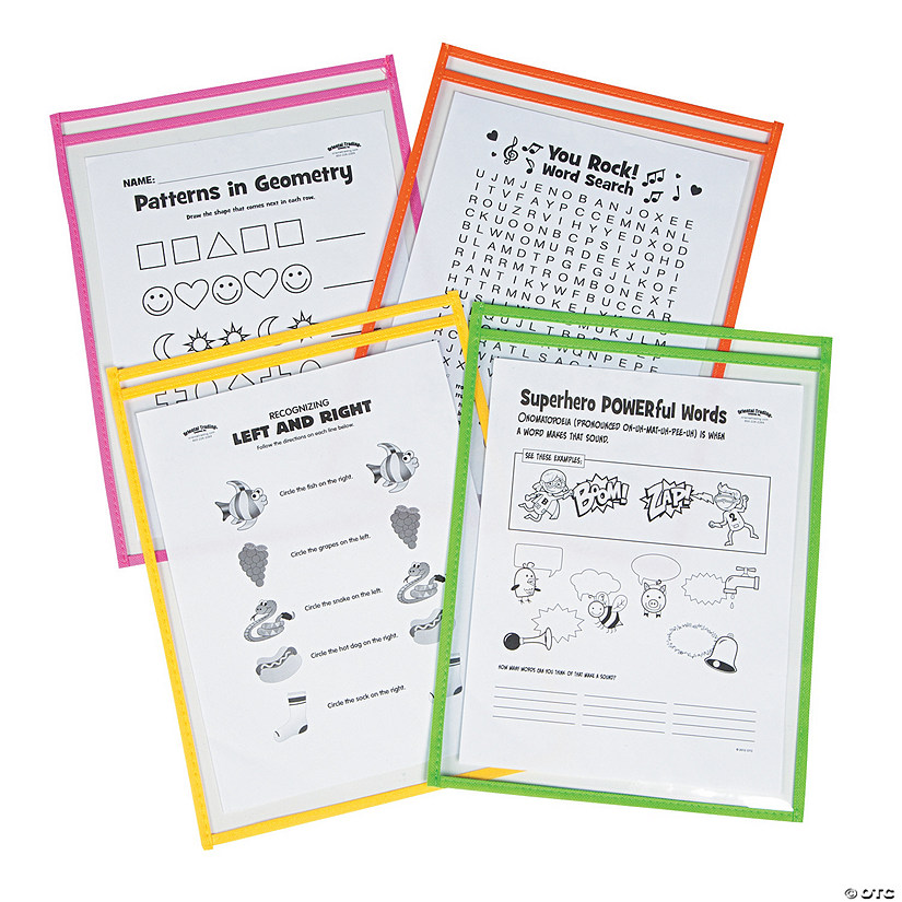 Neon Top-Loading Dry Erase Pockets - 12 Pc. Image