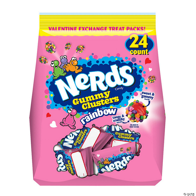 24 PC 12 oz Nerds Gummy Clusters Rainbow Valentine Exchanges