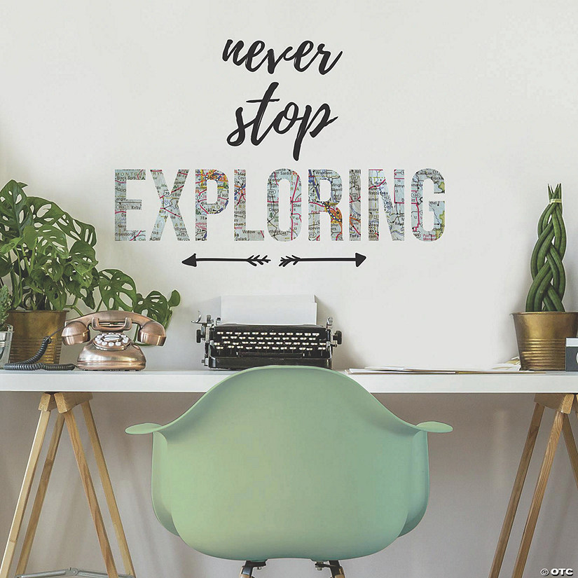 Never Stop Exploring Quote Peel & Stick Wall Decals Oriental Trading