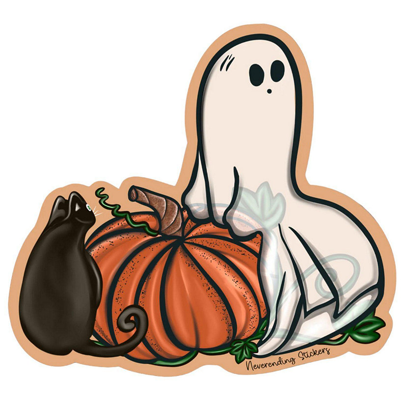 Cute Black Cat On A Halloween Pumpkin Sticker