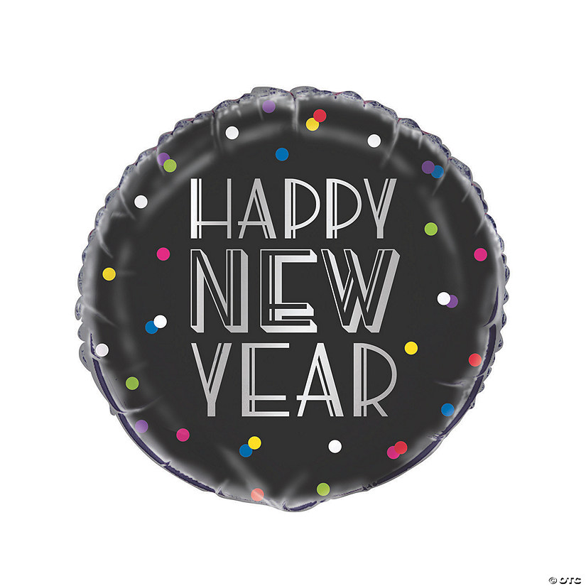 New Year&#8217;s Eve Neon Dots 18" Mylar Balloon Image