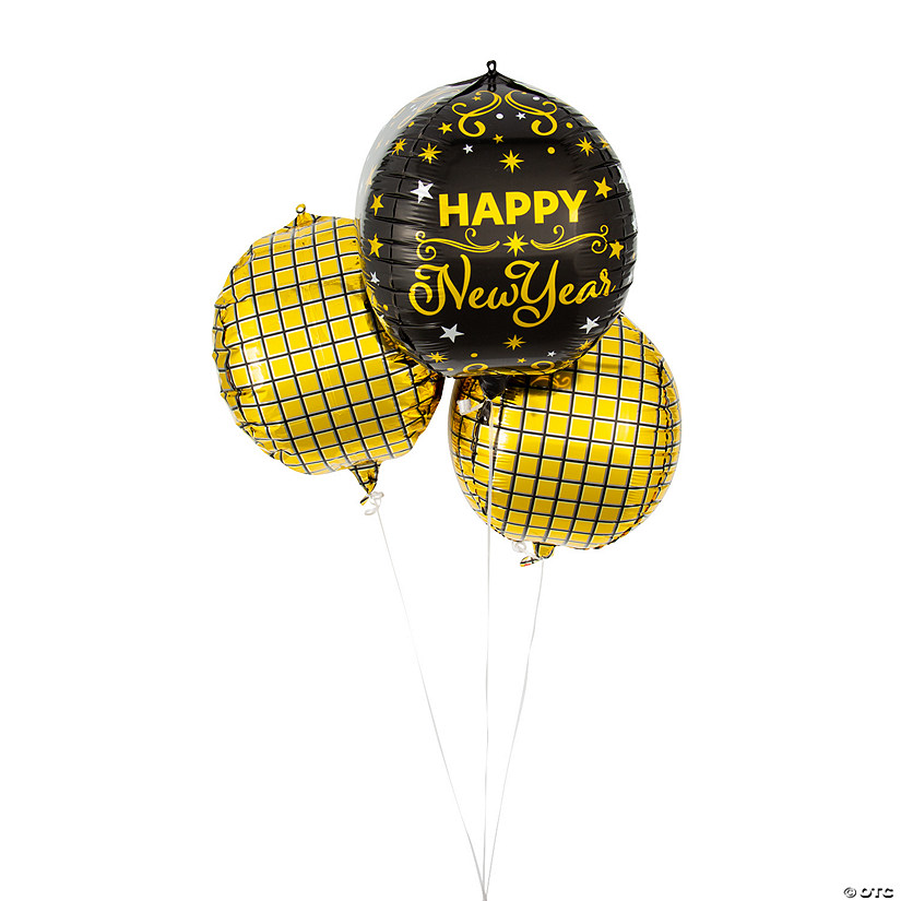 New Year&#8217;s Eve Orb 12 1/2" Mylar Balloons - 3 Pc. Image