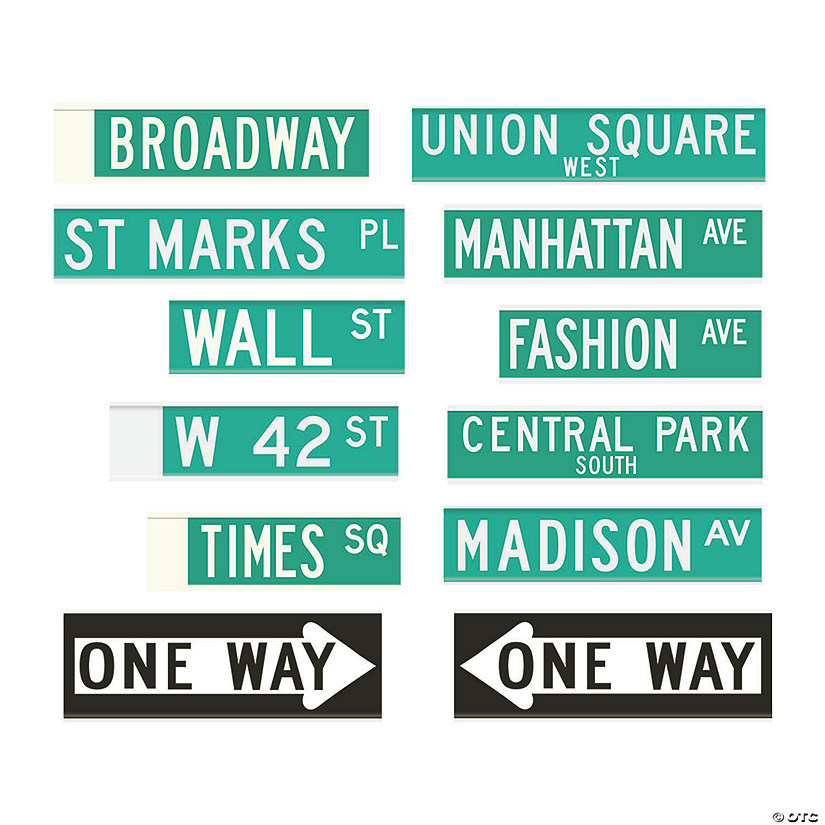 New York City Street Sign Cutouts - 12 Pc. Image