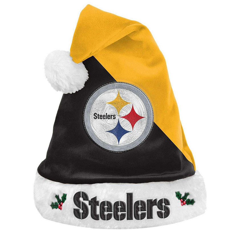 NFL Pittsburgh Steelers Light Up Printed Santa Hat, One size, Black