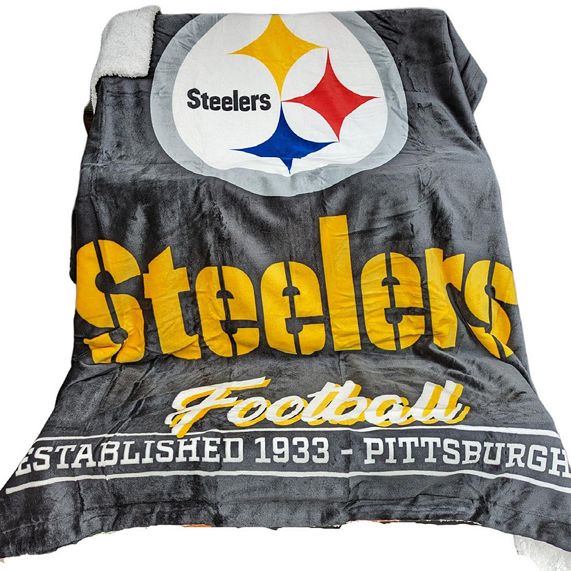 NFL Steelers Blanket Throw Sherpa Oversized Image