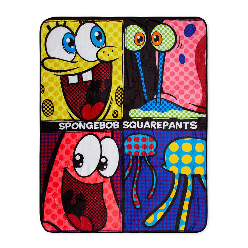 Nickelodeon SpongeBob SquarePants Character Grid Fleece Throw Blanket  45 x 60 Inches Image