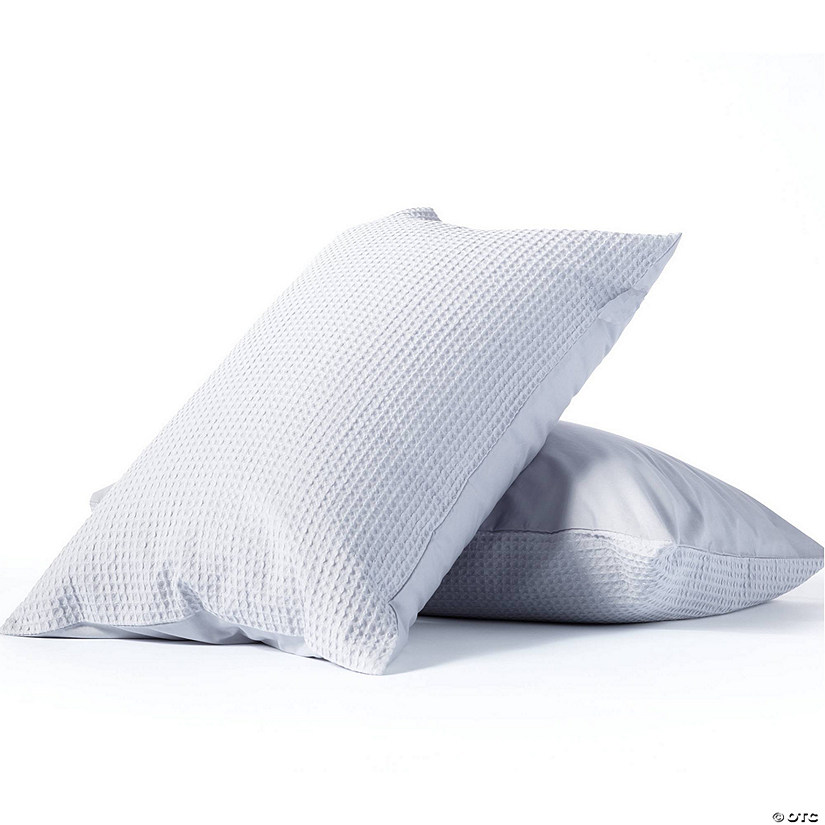 Night Lark  - Cotton Waffle Collection -  Standard Pair of Pillowcases in Gray Image