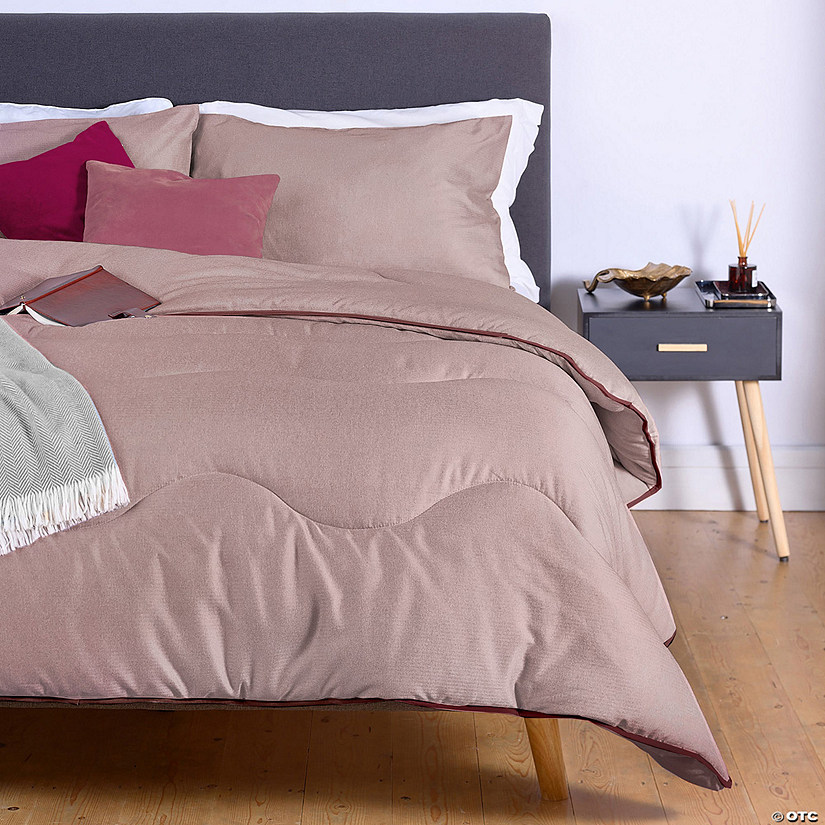 Night Lark  - Herringbone Collection - All-In-One Duvet - Washable Comforter - Twin Size in Mulberry Image
