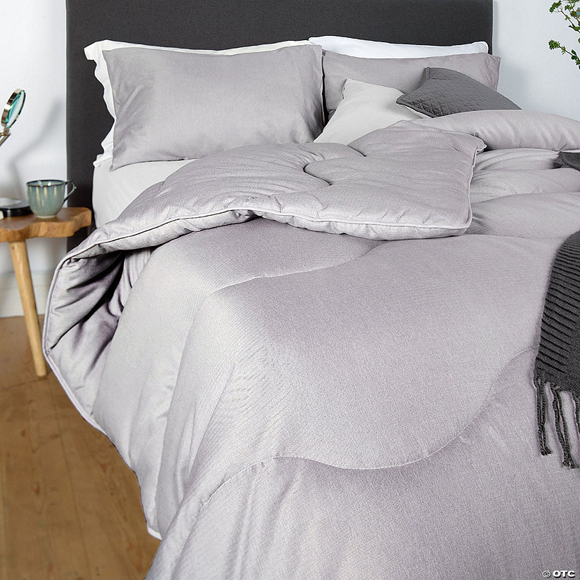 Night Lark  - Herringbone Collection - All-In-One Duvet - Washable Comforter - Twin Size in Storm Gray Image