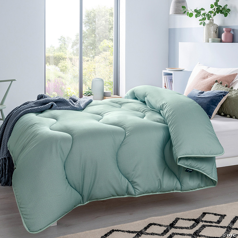 Night Lark  - Linen Collection - All-In-One Duvet - Washable Comforter - Queen Size in Seagrass Green Image