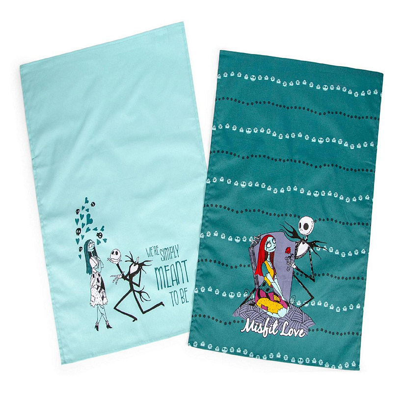 Nightmare Before Christmas Jack and Sally Cotton Kitchen Hand Towels  Set of 2 Image