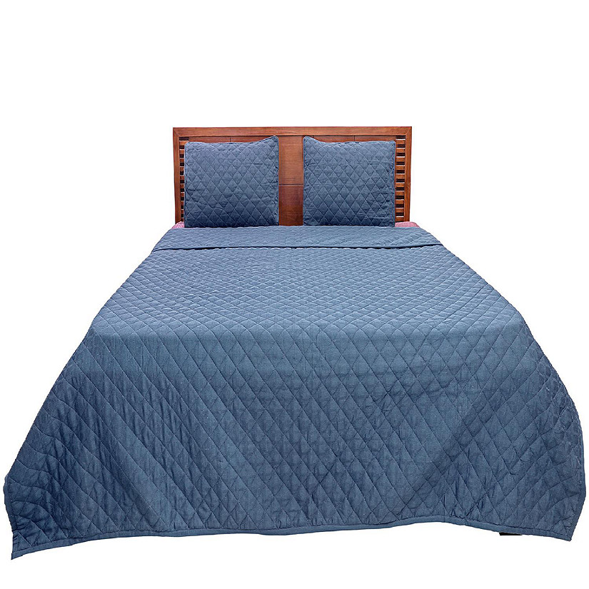 Six Regency Navy Cotton King Coverlet Set Oriental Trading