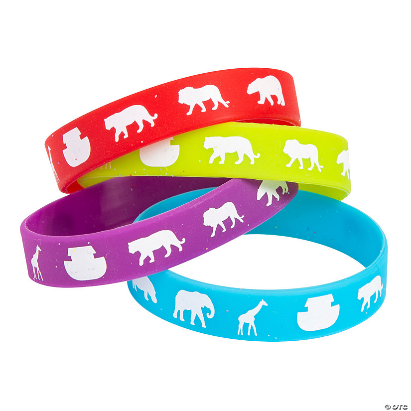 Noah's Ark Rubber Bracelets - 24 Pc. Image