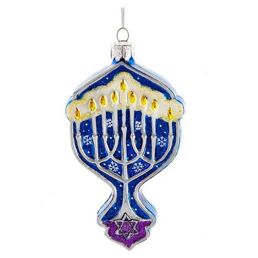 Noble Gems Glass Hanukkah Menorah Ornament NB1690 Image