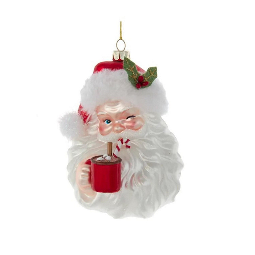 Noble Gems Glass Santa With Cocoa Mug Ornament, 5.5Inch Image