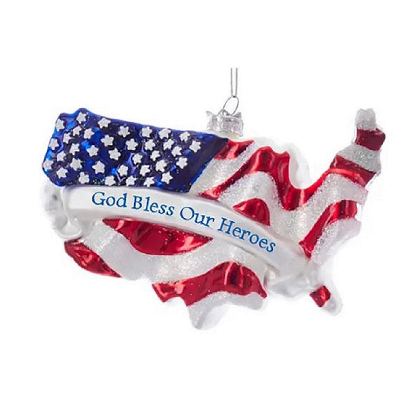 Noble Gems God Bless Our Heroes United States Glass Ornament NB1661 Image