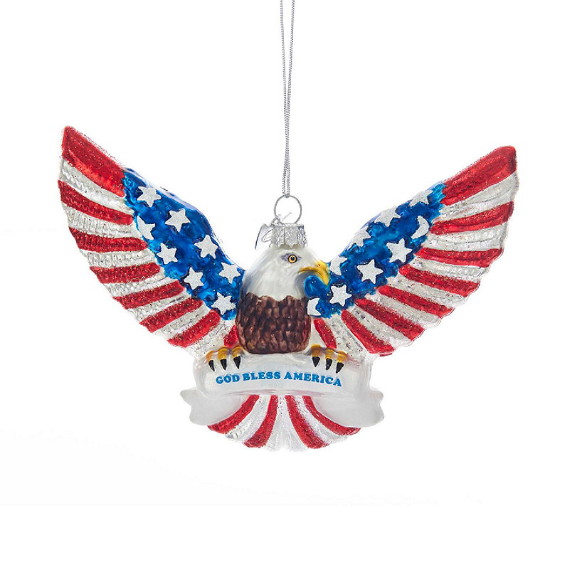 Noble Gems Patriotic Eagle Glass Christmas Tree Ornament NB1353 New Image