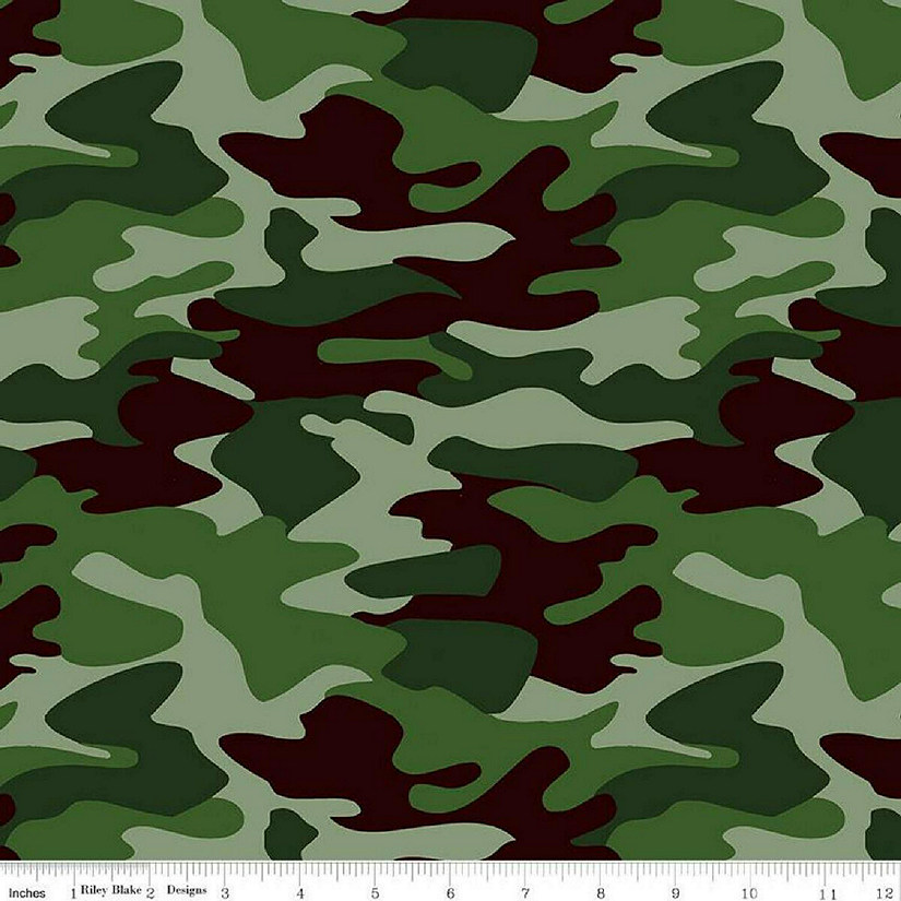 Nobody Fights Alone Green Camo Cotton Fabric by Riley Blake Image