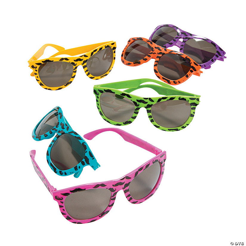 Nomad with Mustache Print Neon Sunglasses