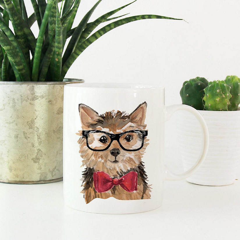 Norfolk Terrier Glasses Bow Ceramic Mug Image