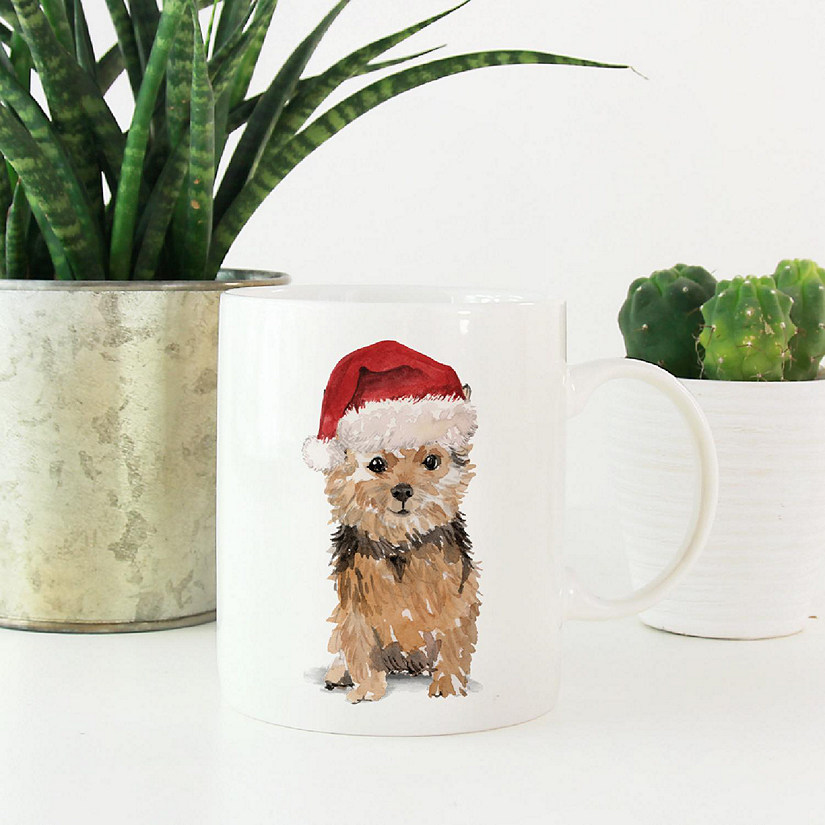 Norfolk Terrier Santa Hat Ceramic Mug Image