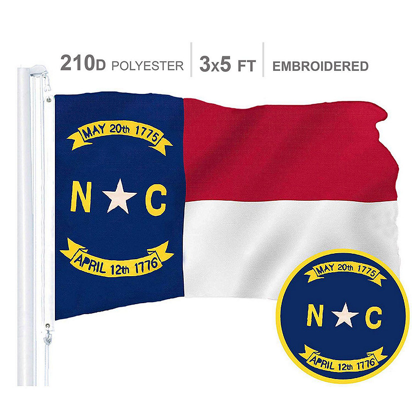 North Carolina State Flag 210D Embroidered Polyester 3x5 Ft Image