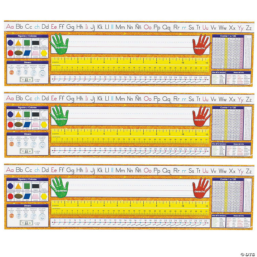 North Star Teacher Resources Traditional Manuscript Spanish Desk Plates, 19" x 5", 36 Per Pack, 3 Packs Image