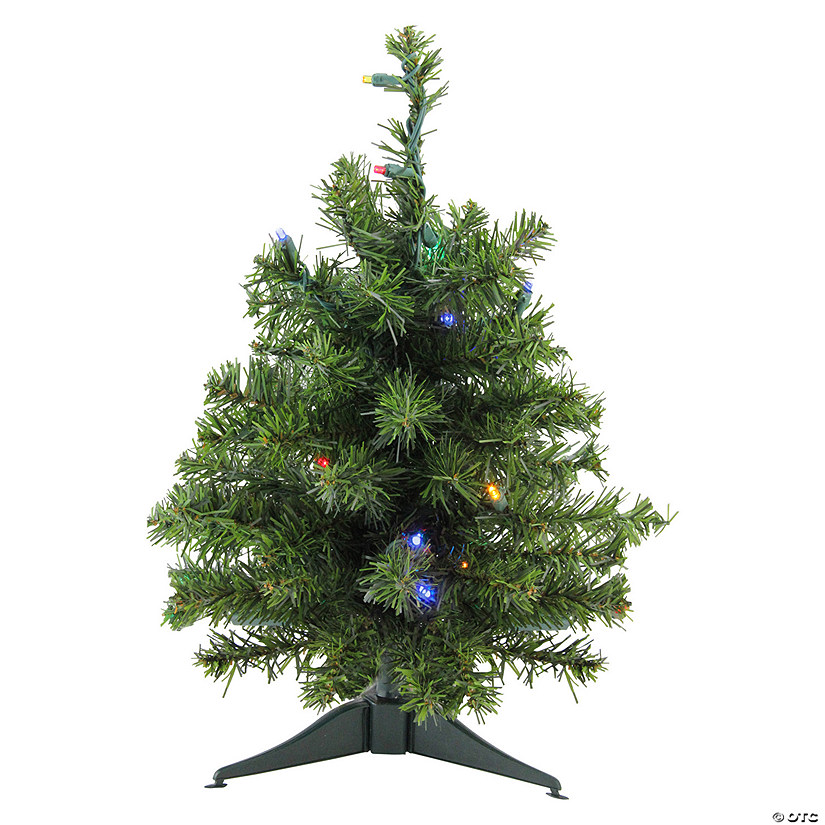 Northlight 1.5' Pre-Lit Canadian Pine Artificial Christmas Tree - Multicolor Lights Image