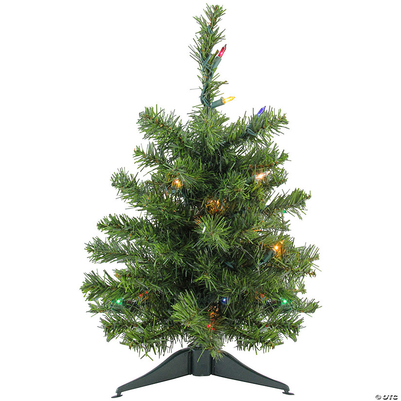 Northlight 1.5' Pre-Lit Medium Canadian Pine Artificial Christmas Tree - Multicolor Lights Image