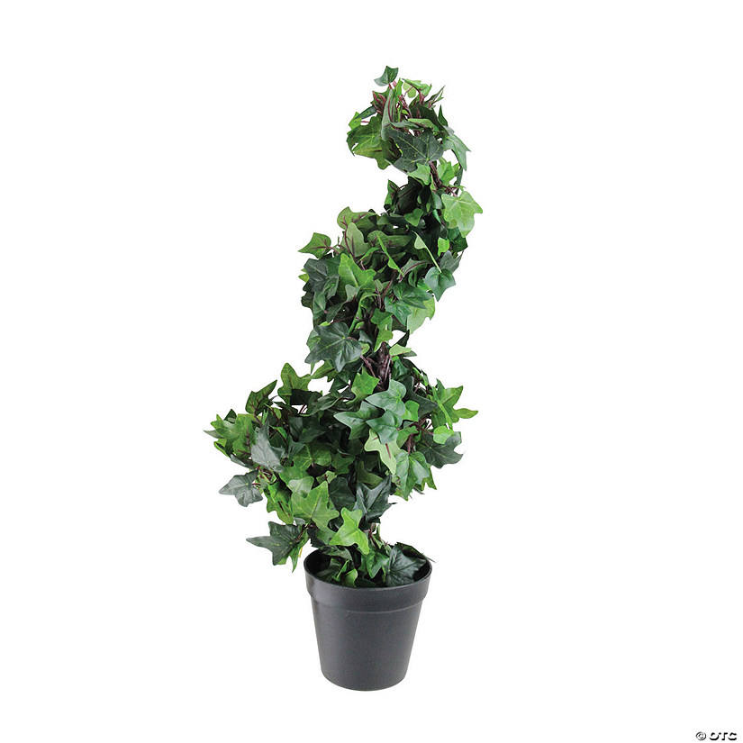 Northlight - 1.8' Green and Black Potted Ivy Spiral Topiary Artificial Christmas Tree - Unlit Image
