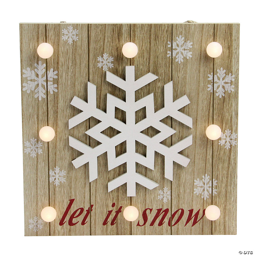 Northlight 10.25" Pre-Lit Red and White 'Let It Snow' Snowflake Wall Decor Image