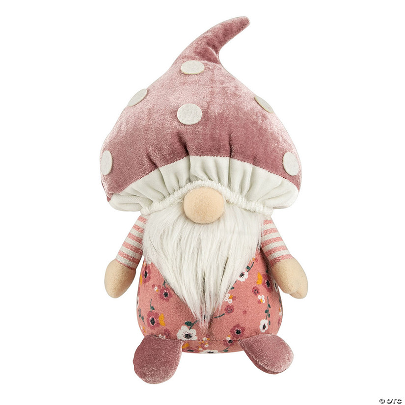 Northlight 10.5" pink springtime floral mushroom gnome Image