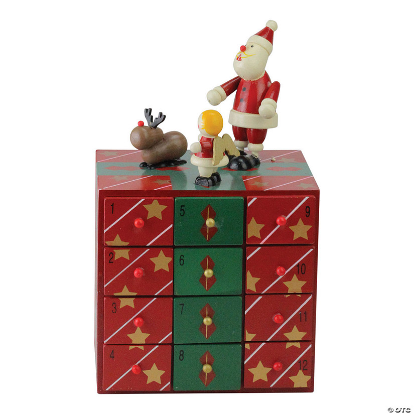 Northlight - 10.5" Red and Green Elegant Advent Storage Calendar Box Image