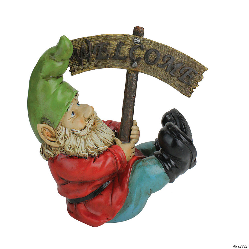 Northlight 10.5" Silly Gnome with Welcome Sign Outdoor Garden Statue Image