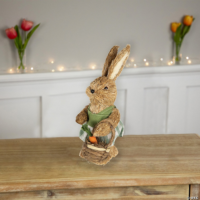 Northlight 10.5" sisal easter bunny rabbit spring figure with carrot basket Image