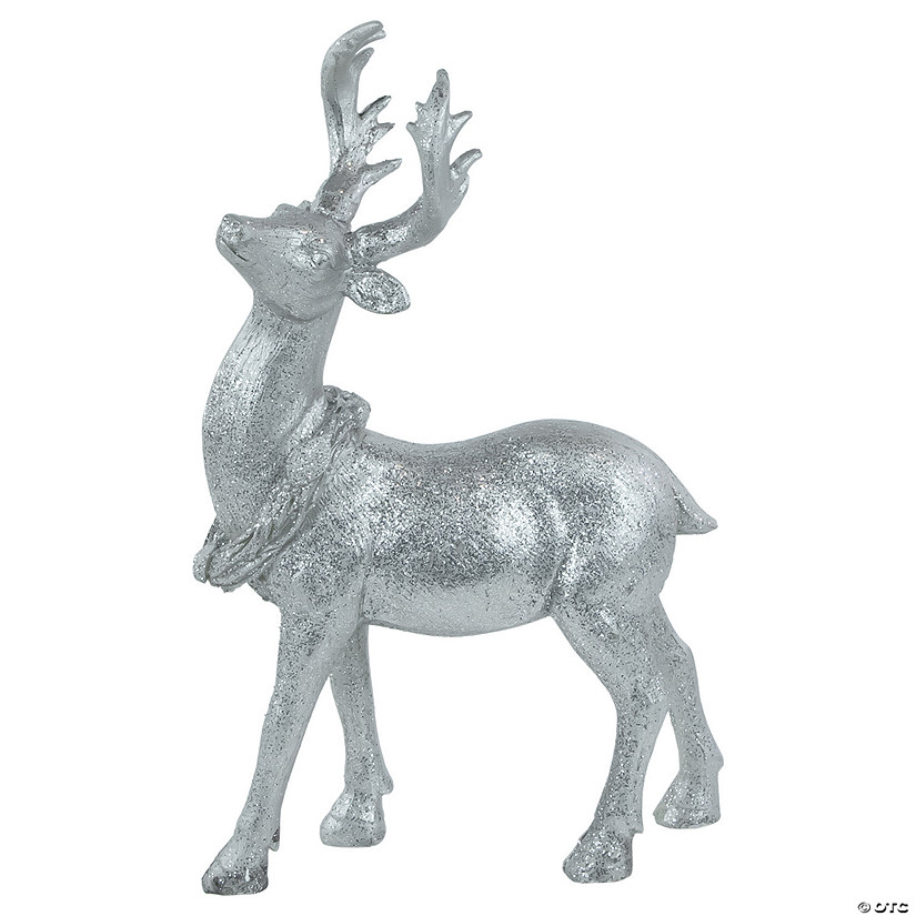 Northlight 10.75" Silver Reindeer Glittered Christmas Tabletop Decoration Image