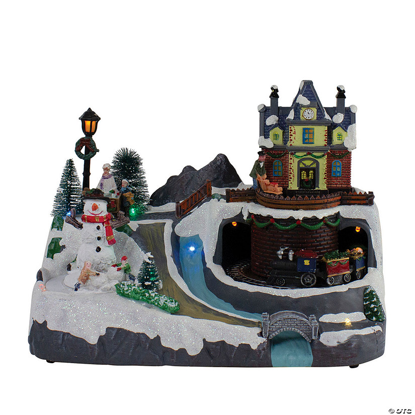 Northlight - 10" Battery Operated LED Lighted and Animated Christmas Village with Train Image